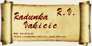 Radunka Vakičić vizit kartica